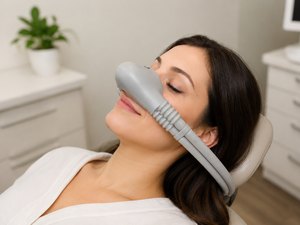 Nitrous oxide (laughing gas) sedation mask used at Broadview Dental Clinic